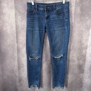 Free People Womens‎ Size 26 Blue Distressed Ripped Denim Boho Skinny Jeans